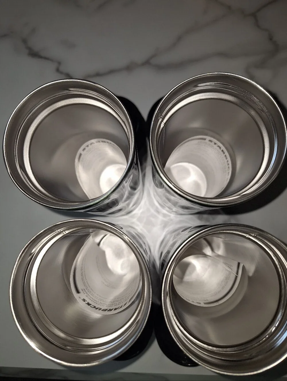 NWOT Lot Of 4 Starbucks Stainless Steel Travel Mug Tumblers Wavy Metallic Green
